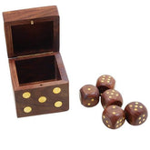 Wood Dice Set Casino 5 Complete Handmade Vintage | Storage Box - Decorlay
